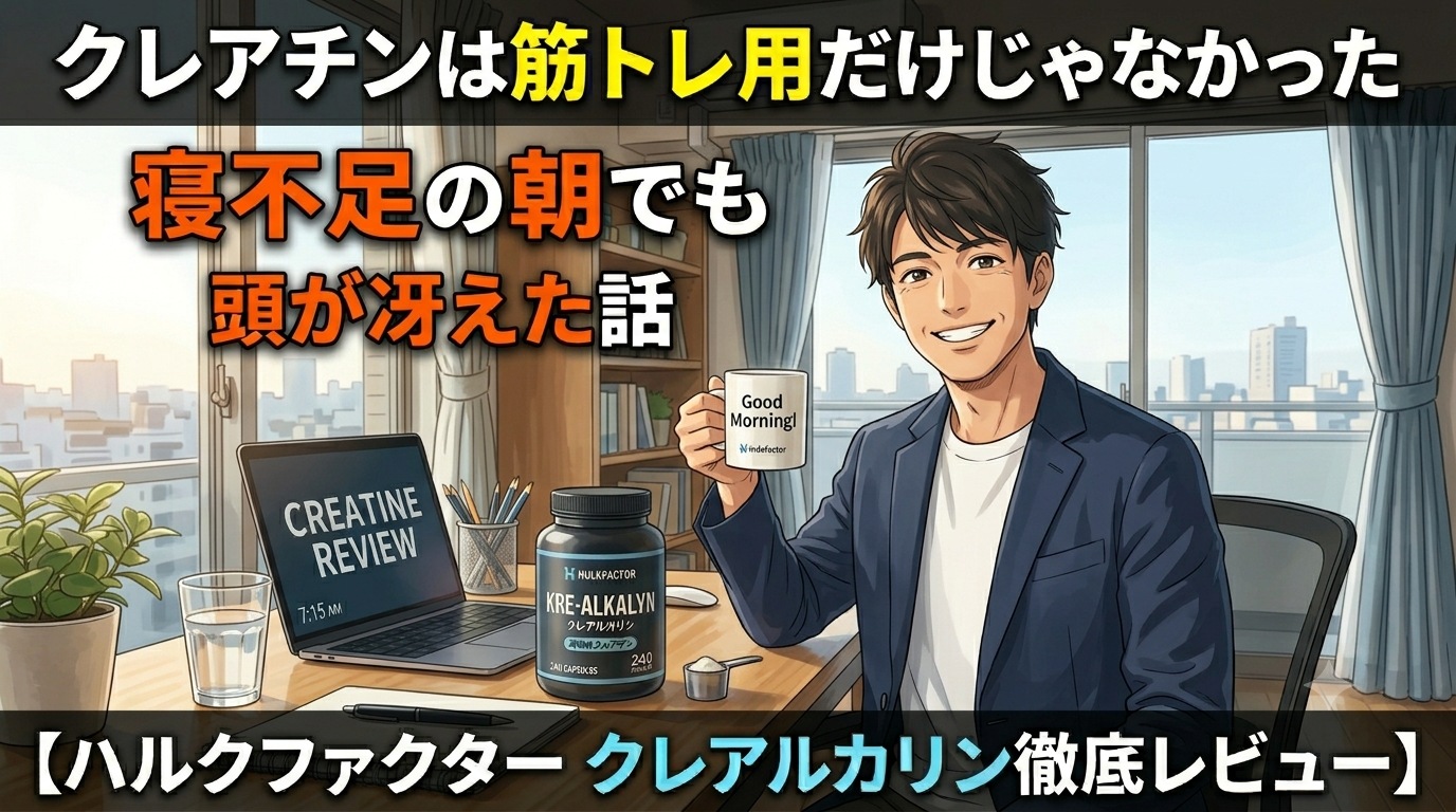 クレアチンは筋トレ用だけじゃなかった｜寝不足の朝でも頭が冴えた話【ハルクファクター クレアルカリン徹底レビュー】